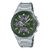 Casio Edifice Herrenuhr: grünes Zifferblatt, Chronograph, silbernes Edelstahlband