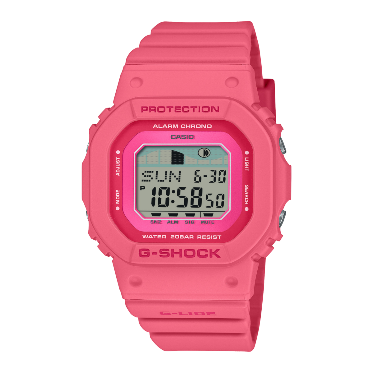 Casio GLX-S5610-4ER Damen Digitaluhr G-Lide Pink • Gezeitengrafik & Monddaten • Biobasiertes Resin