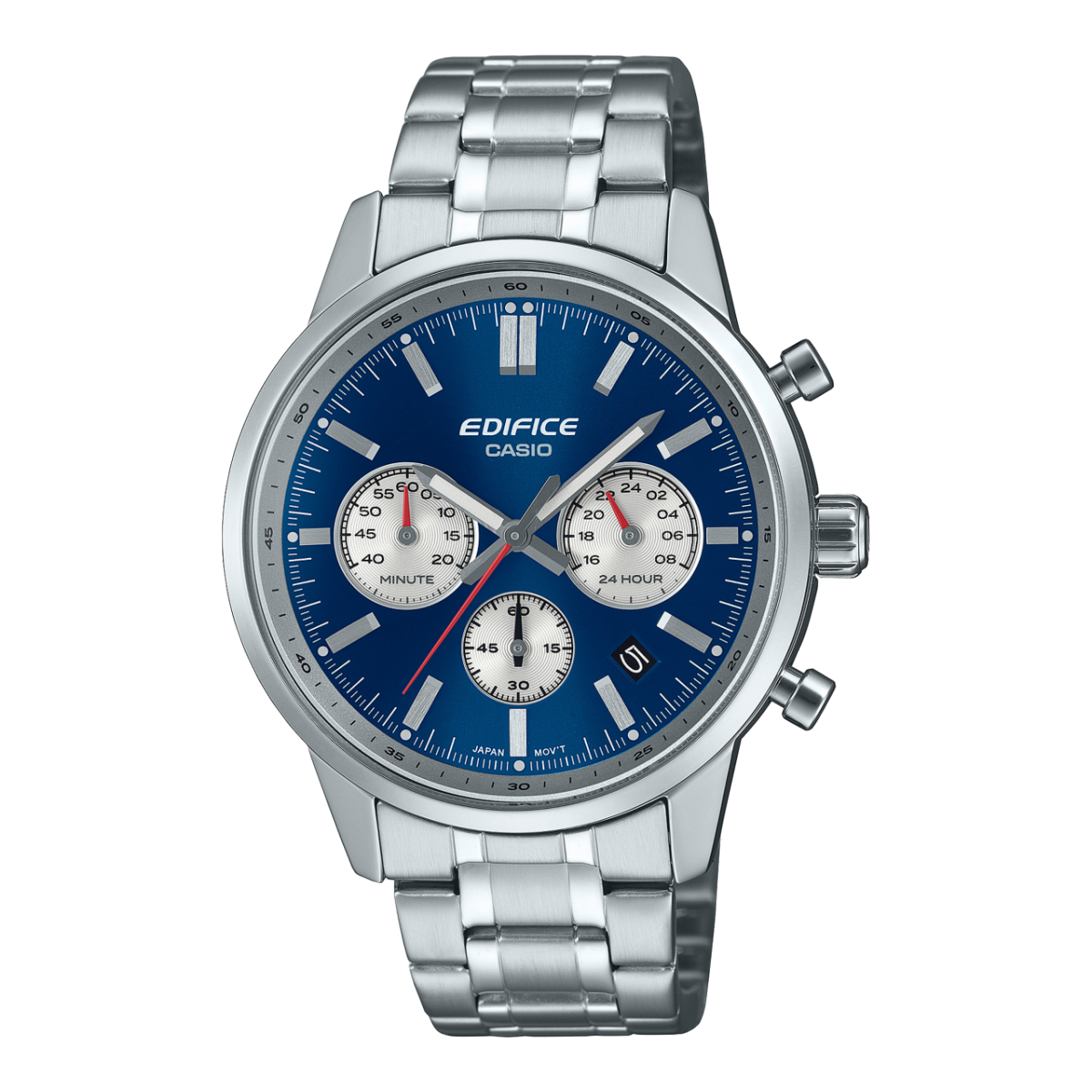 Casio Edifice Chronograph Herrenarmbanduhr mit blauem Zifferblatt und Edelstahlband