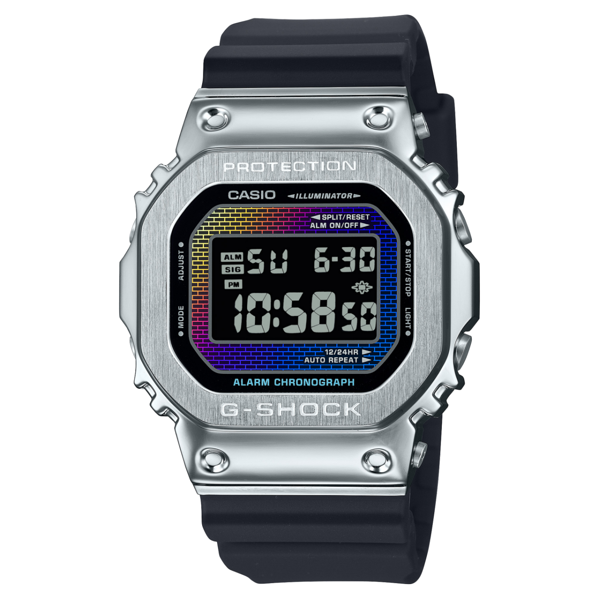 Casio GM-5600RW-1ER Herren G-Shock G-Steel • Regenbogen-Dampfbeschichtung • Stoßfestes Edelstahlgehäuse