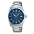 Herrenarmbanduhr Casio Edifice mit silbernem Edelstahlband und blauem Zifferblatt