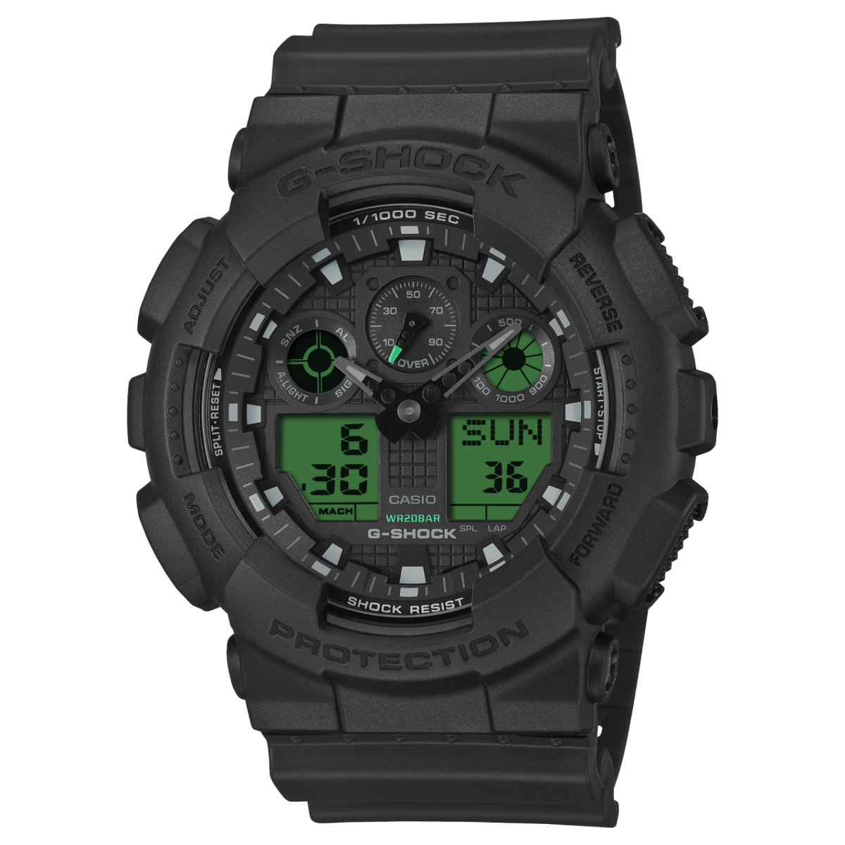 Casio G-Shock GA-100BEG-1AER Herren Armbanduhr Schwarz • Stoßfestes Resingehäuse • 200 m Wasserdichtigkeit