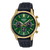 Casio Edifice Chronographenarmbanduhr: grünes Zifferblatt, Lederband, goldfarb. Gehäuse