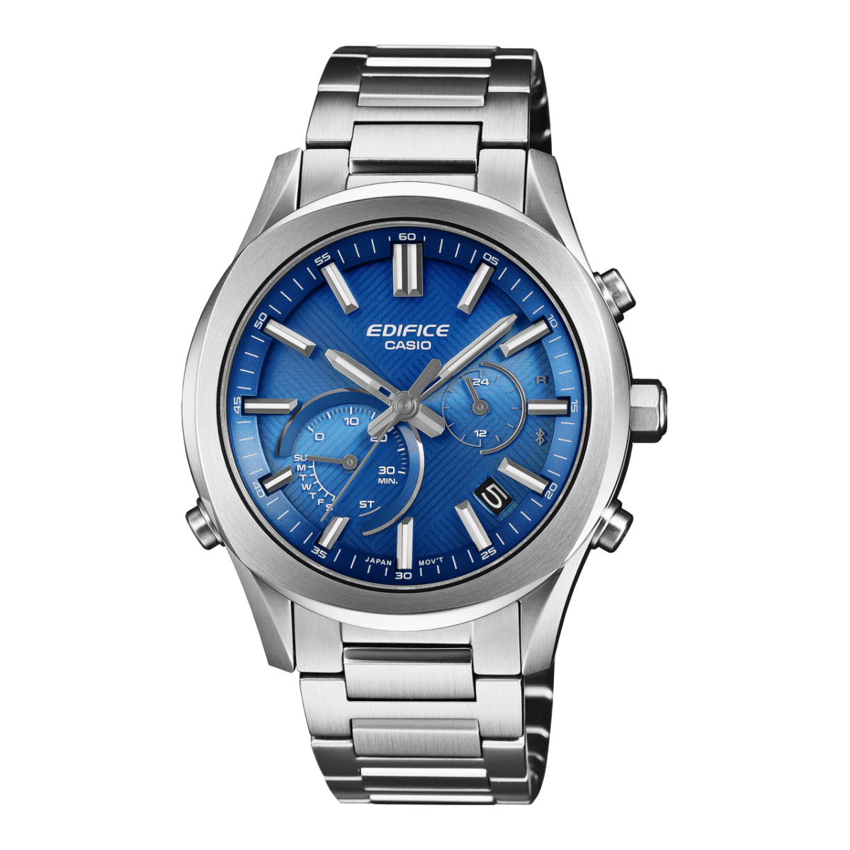 Casio Edifice Herrenarmbanduhr mit blauem Zifferblatt, Edelstahlband und Chrono-Optik