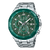 Edifice Herrenuhr Chronograph: grünes Zifferblatt, Edelstahlband.