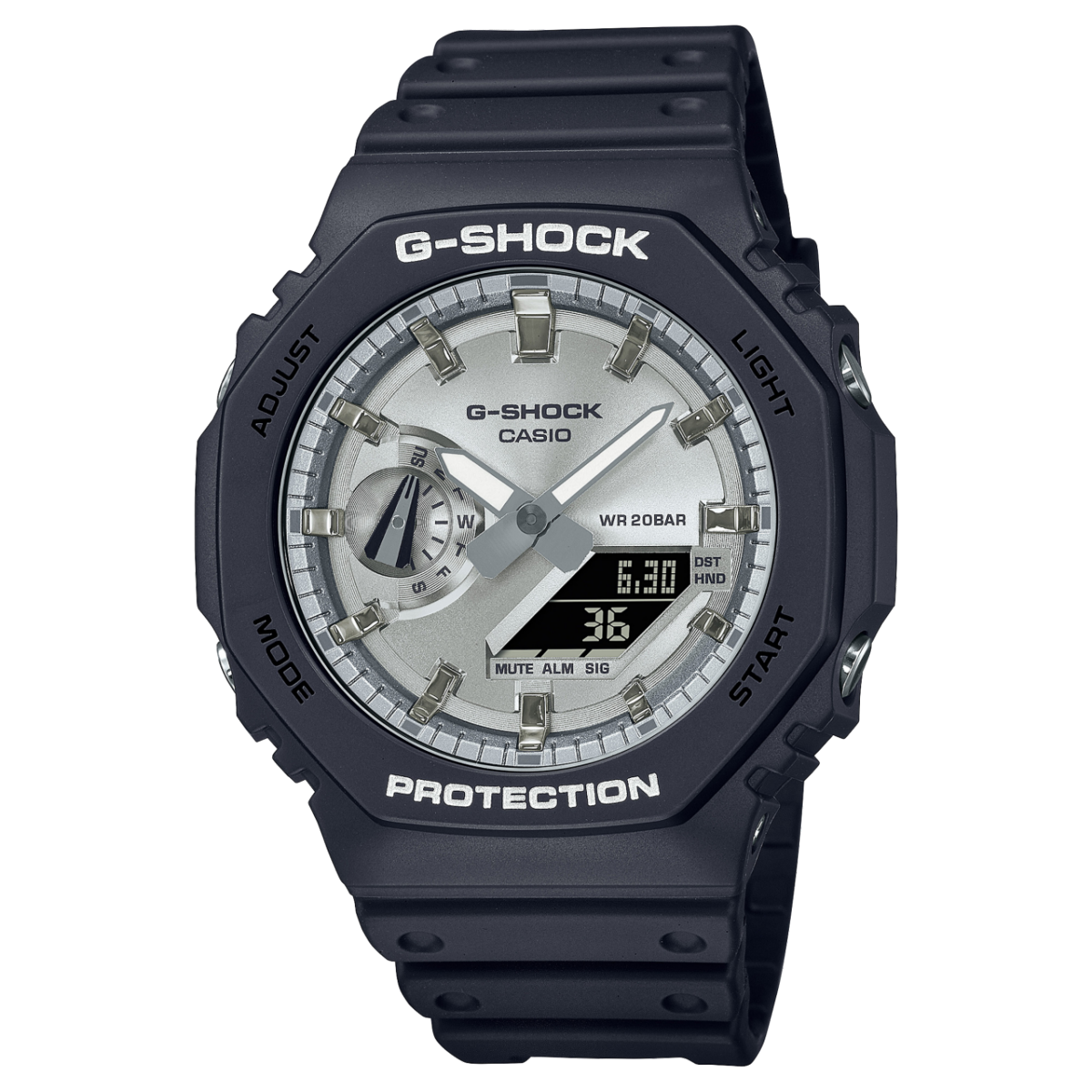 Casio GA-2100SB-1AER G-Shock Classic Herrenuhr Silber • Carbon Core Guard • 20 BAR wasserdicht