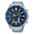 Casio Edifice Herren-Chronographenarmbanduhr, blaues Zifferblatt, silbernes Stahluhrband