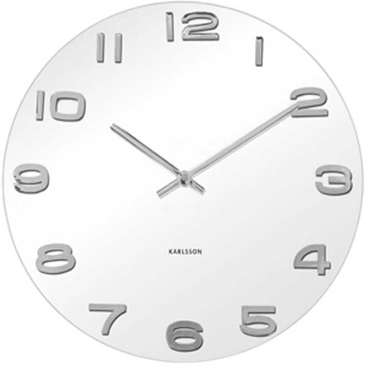 Karlsson Wall Clock 35 cm Ø Glass • Silent Quartz Movement • Stylish Design