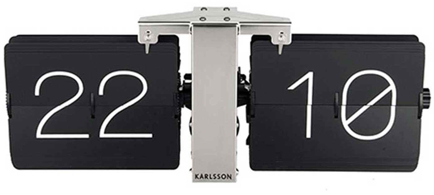 Karlsson Wall Clock 36x14x8.5 cm Steel • Automatic Flip Mechanism • Modern Design