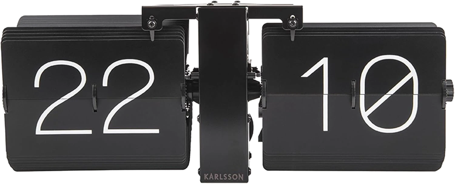 Karlsson Table Clock 36x14x8.5 cm Steel • Modern Flip Design • For Desk & Wall