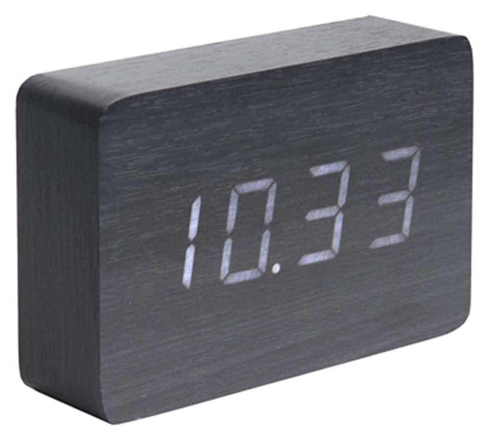 Karlsson Digital Rectangular Alarm Clock 15x10x4.8 cm Wood Look • 3 Alarms • Date Display