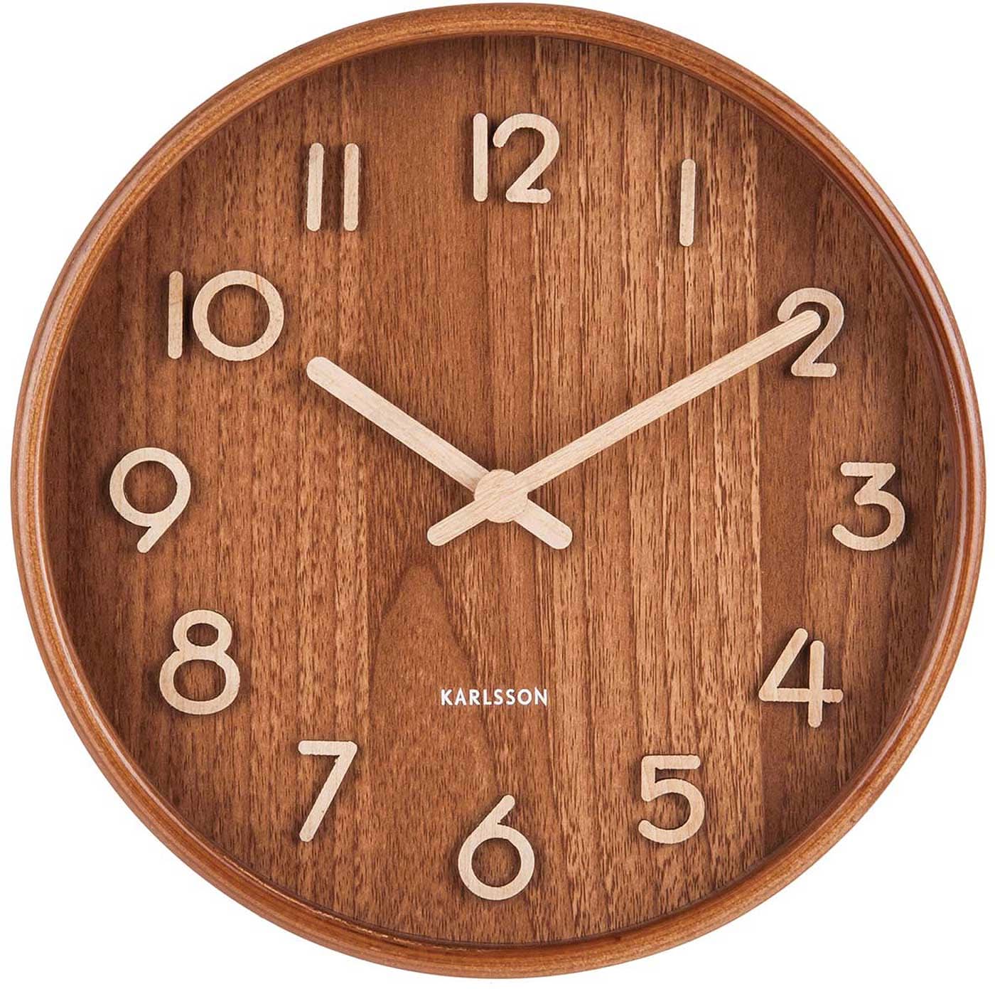 Karlsson Wall Clock 22x22x4.5 cm Wood • Silent Quartz Movement • Timeless Design