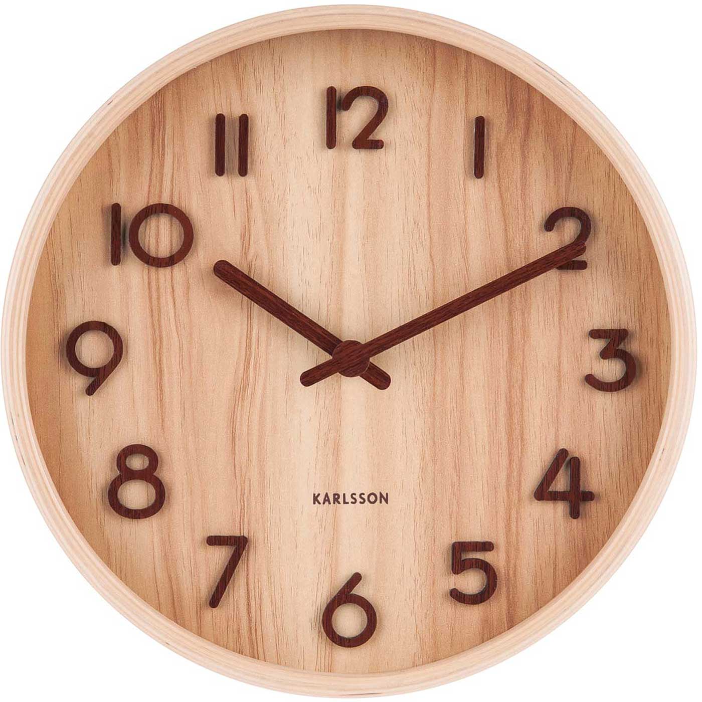 Karlsson Wall Clock 40 cm Ø Wood • Silent Quartz Movement • Timeless Design