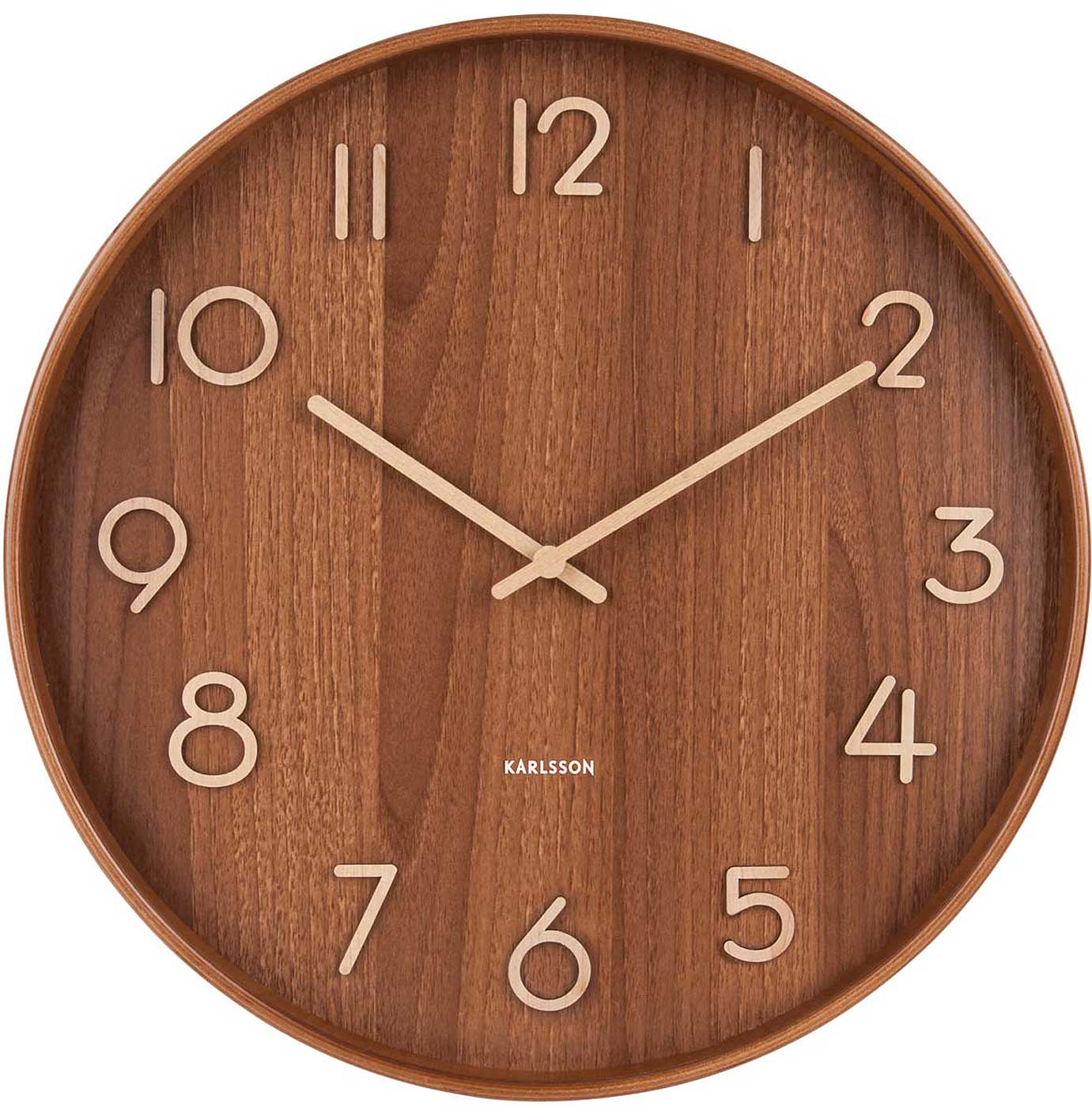 Karlsson Wall Clock 40x40x4.5 cm Wood • Modern Design • Silent Quartz Movement