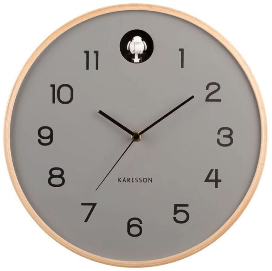 Karlsson Wall Clock 31.5x31.5x6 cm Wood • Silent Quartz Movement • Deactivatable Cuckoo Call