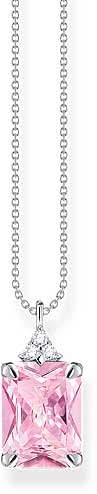 Necklace with Pink Stone - 925 Sterling Silver