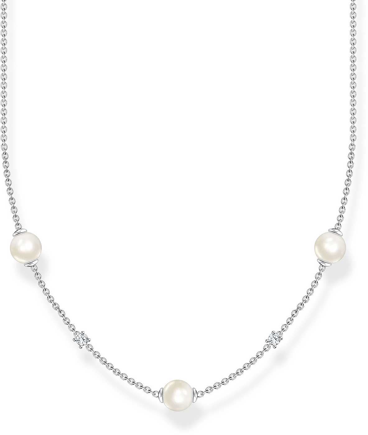 Necklace with Pearls and White Stones - 925 Sterling Silver - Thomas Sabo Model: KE2120-167-14