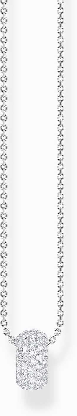Necklace with ring-shaped pendant, half set with white zirconia stones and adorned with raised dots - Thomas Sabo Model: KE2278-051-14