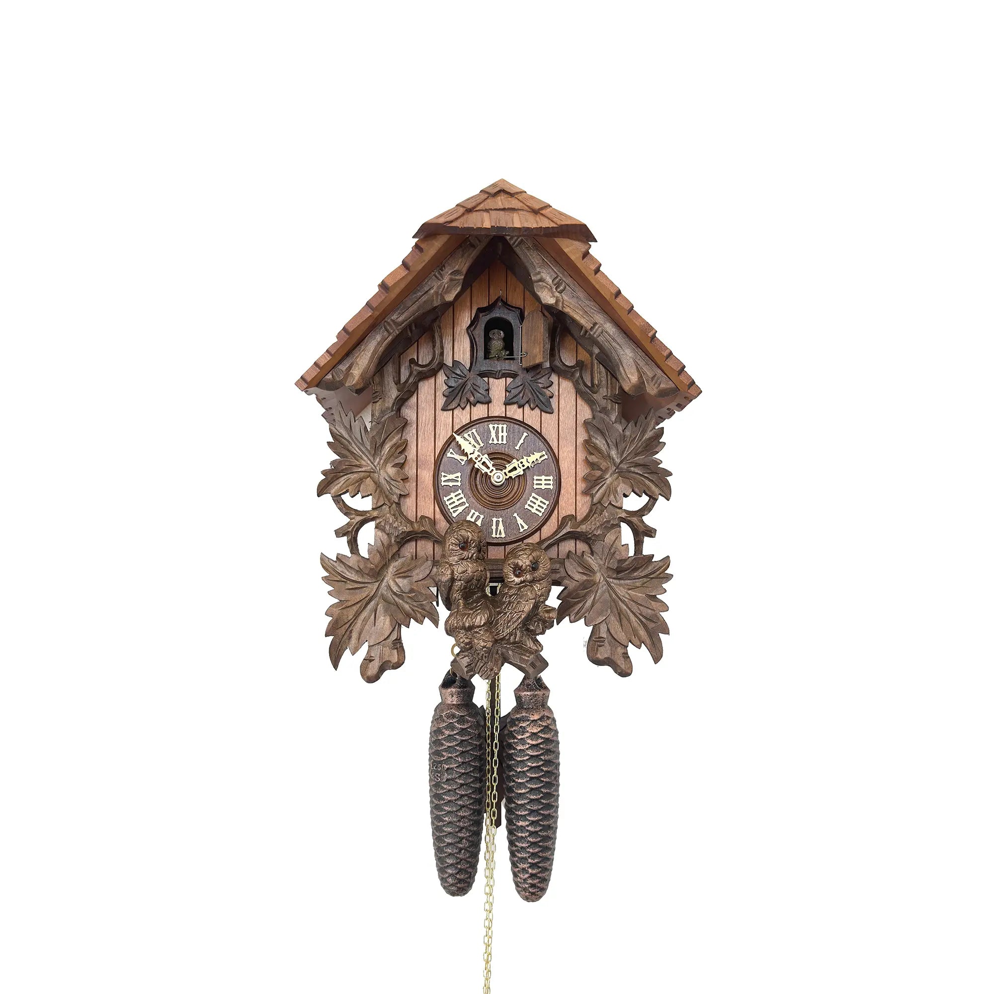 Rombach & Haas TRADITION 3460-N Wall Clock Wood (dark) • Mechanical 8-Day Movement • Hand-Carved Owl Clock