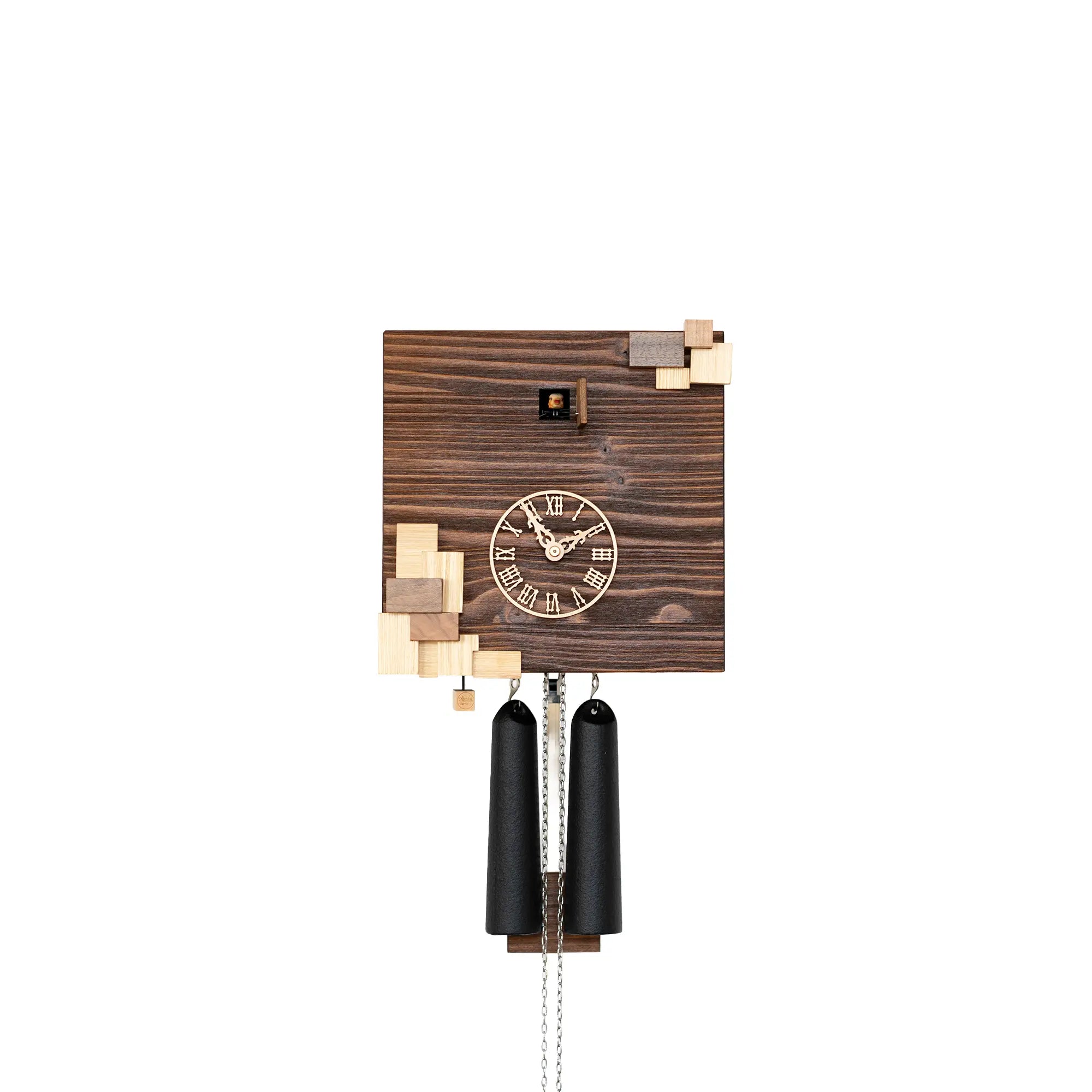 Rombach & Haas KUBUS CUBK3-10 Wall Clock Brown/Natural • Mechanical 8-Day Movement • Hand-Carved Wooden Cuckoo