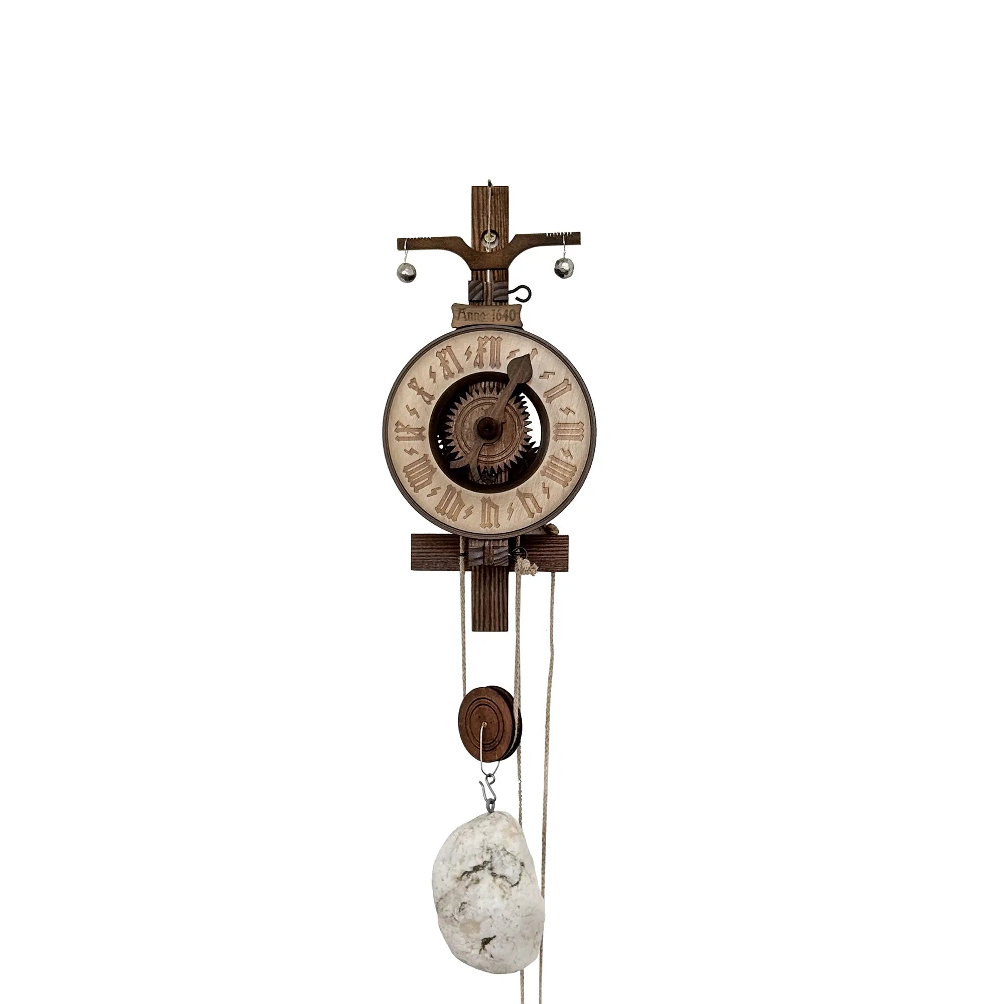 Rombach & Haas Anno 1640 A1640 Wall Clock Wood (dark) • Wooden Gear Movement • Weight-Driven with Foliot