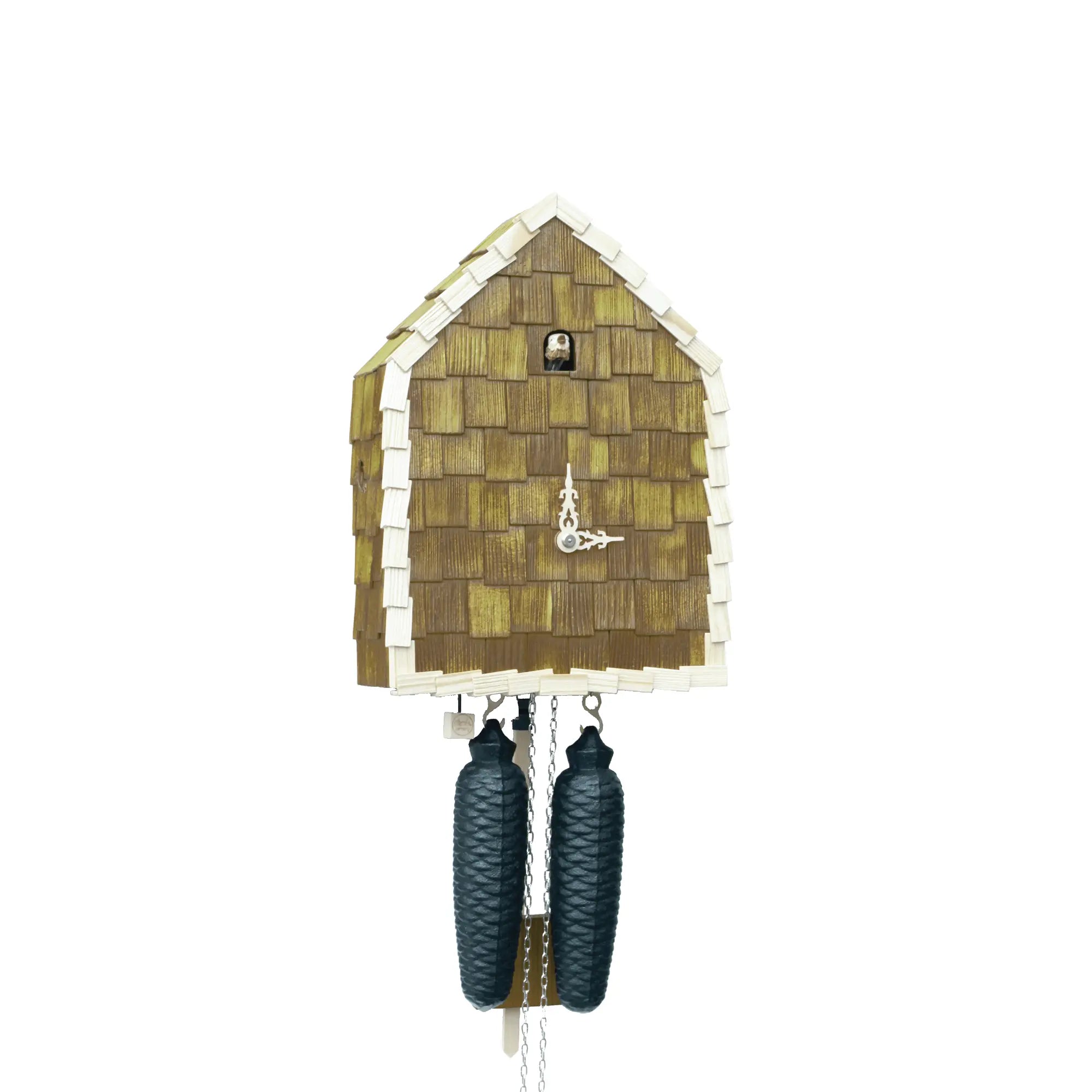 Rombach & Haas Schindel RE34S-4 Wall Clock Green/Natural • Mechanical 8-Day Movement • Hand-Carved Wooden Bird