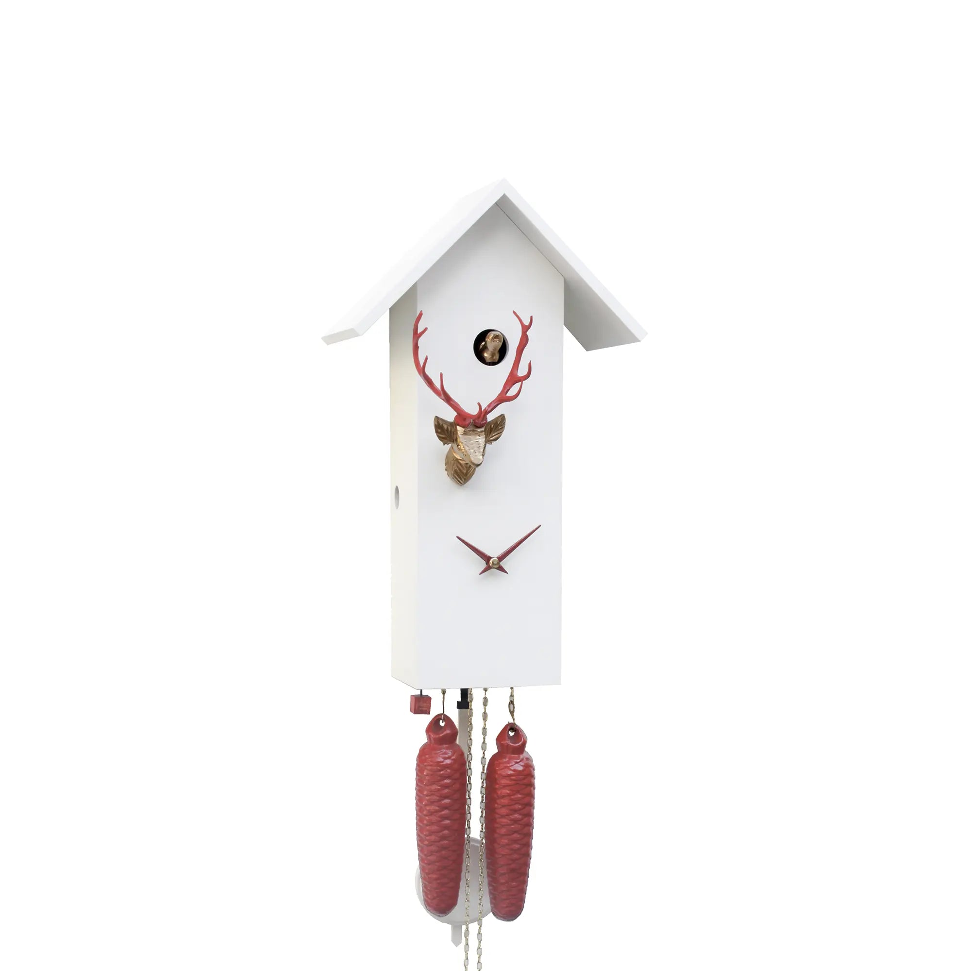 Rombach & Haas Classic SL35 H-1/14/3 Wall Clock White/Gold/Red • Mechanical 8-Day Movement • Original Black Forest Cuckoo Clock
