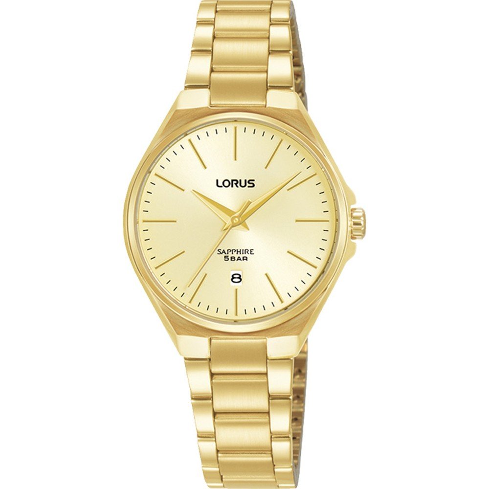 Lorus Classic RJ272BX9 Damen Armbanduhr • Saphirglas • Goldenes Edelstahlarmband