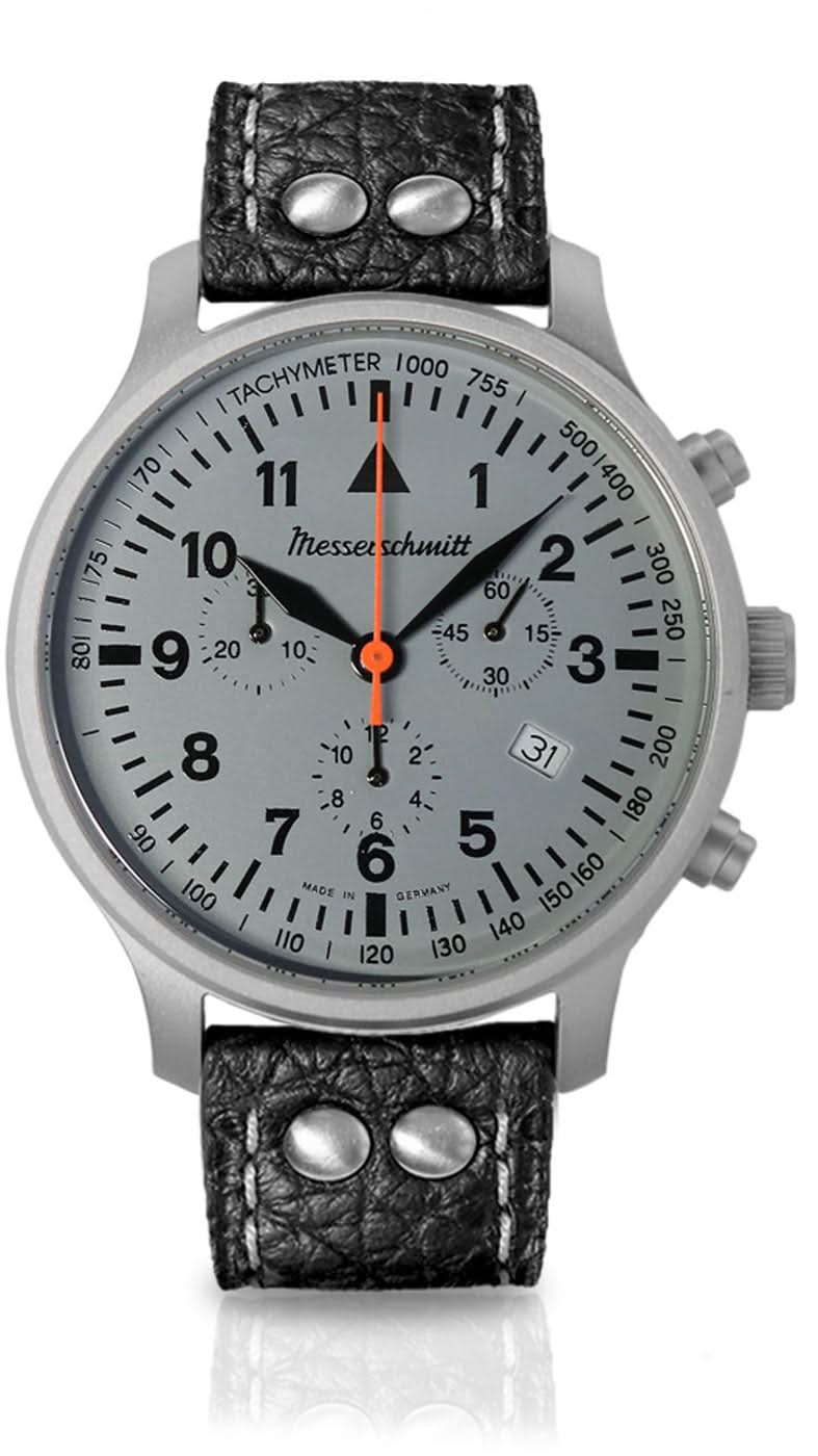 Messerschmitt Flieger Chronograph ME-3H201 Men's Watch • Made in Germany • Sandblasted Case