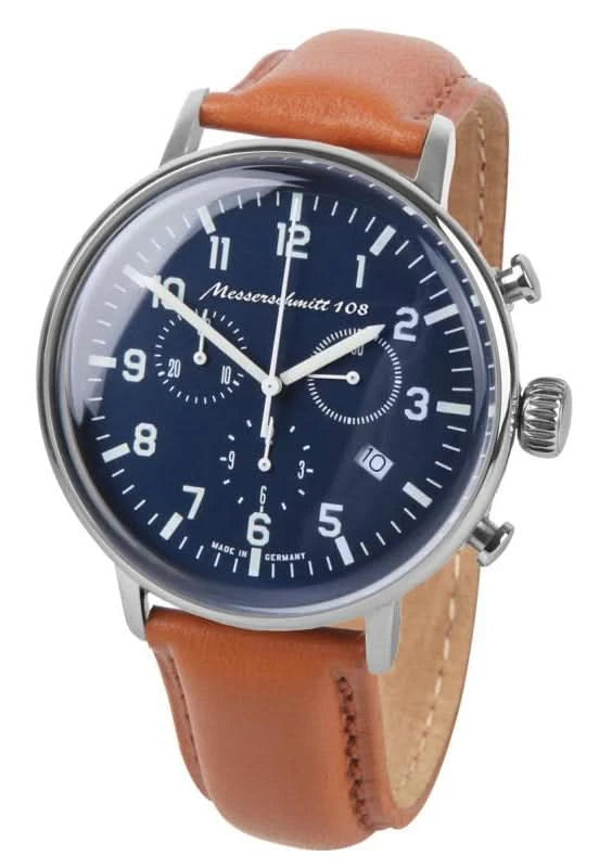 Messerschmitt Chronograph ME108-80L Men's Watch • Made in Germany • Pilot Design