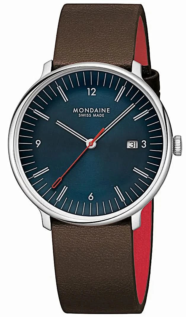 Mondaine Doppio MLE.41240.LGV Men's Watch • Vegan Grape Leather • Swiss Sapphire Crystal
