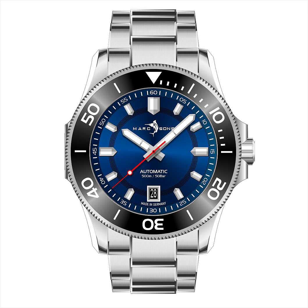 Marc and Sons Classic Diver MSD-051-02-S Men's Watch • Swiss Sellita Movement • Sapphire Crystal