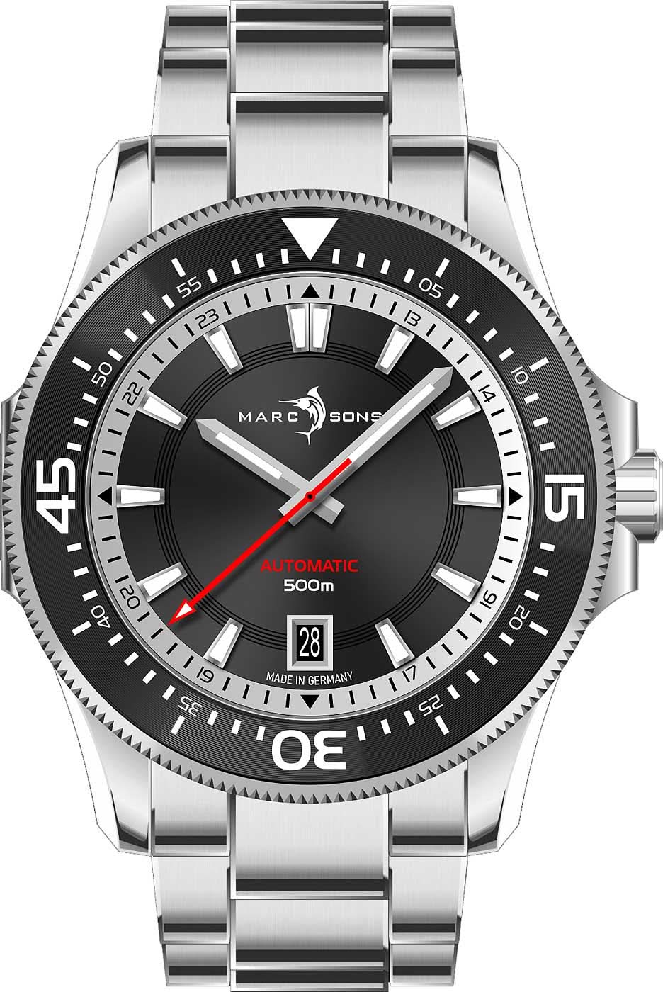 Marc and Sons Military Diver MSD-051-09 Men's Watch • 50 ATM & Helium Valve • Sellita SW200