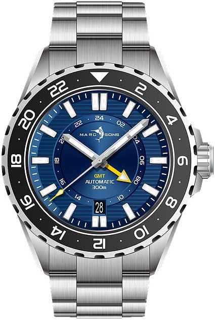 MARC & SONS GMT II MSG-008-02 Men's Watch • Sellita GMT • Sapphire Crystal