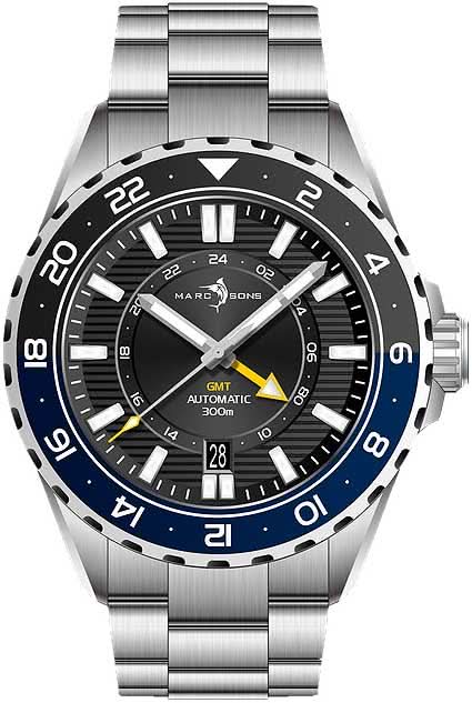Marc & Sons GMT II MSG-008-03 Men's Watch • 500m Water Resistant • Swiss Automatic