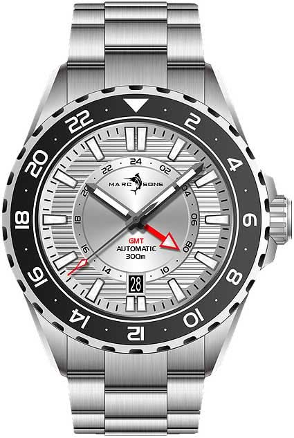 Marc & Sons GMT II MSG-008-07 Men's Watch • 500m Water Resistant • Swiss GMT Movement
