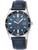 Herrenarmbanduhr mit dunkelblauem Zifferblatt, Datumsanzeige und blauem Lederband
