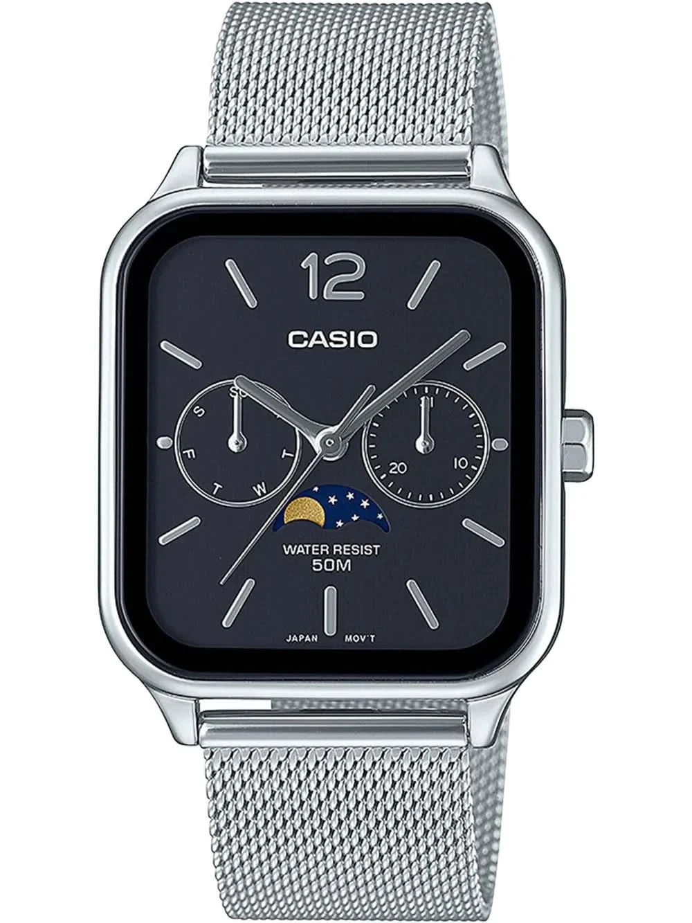 Casio Collection MTP-M305M-1AVER Men's Watch • Moon Phase • Mesh