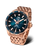 Vostok Europe Herrenuhr, Roségoldfarbenes Edelstahlband, blau-grünes Zifferblatt, Datumsfenster