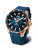 Herrenarmbanduhr mit rundem blauem Zifferblatt, Roségold-Lünette und blauem Silikonarmband