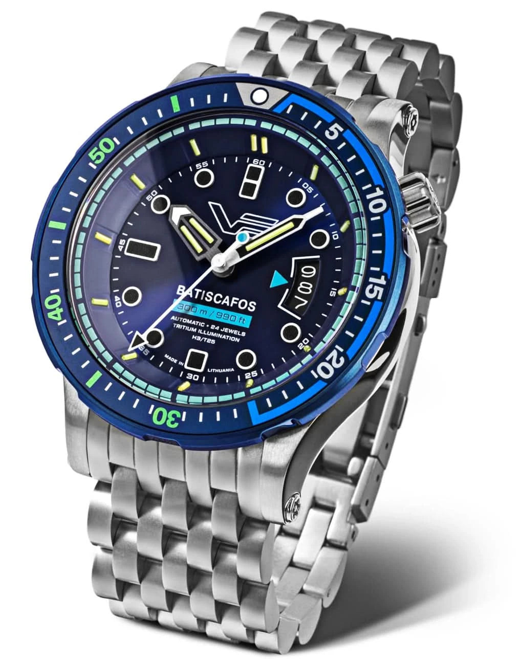 Vostok Europe Batiscafos NH35-511E768B Men's Watch • Tritium Illumination • 30 Bar Water Resistant