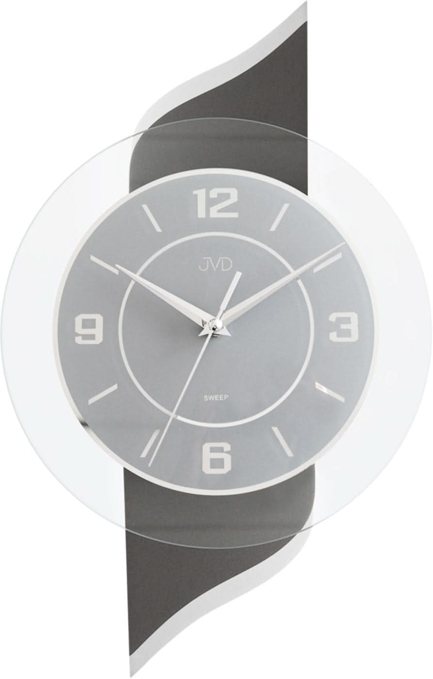 JVD Wall Clock 46x46x6.5 cm Glass • Silent Quartz Movement • Timeless Design