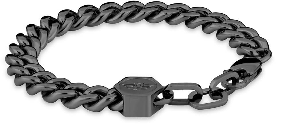 HINGED Black Curb Chain Bracelet - Police Model: PEAGB2211604