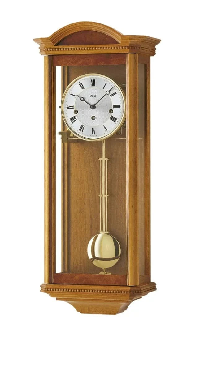 AMS Wall Clock 66x26x15 cm Cherry • Westminster Chime • Automatic Night Shut-off