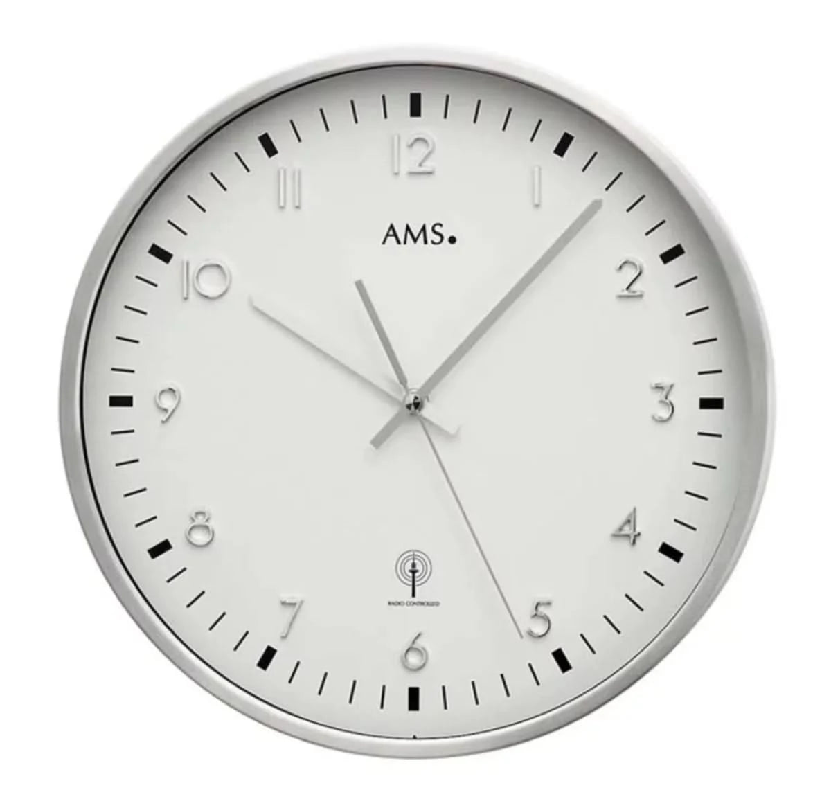 AMS Wall Clock 33x33x5 cm Aluminum • Radio-Controlled • Modern Design