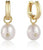 ANIA HAIE E043-04G Creole earrings with oval pearl pendant and zirconia stone