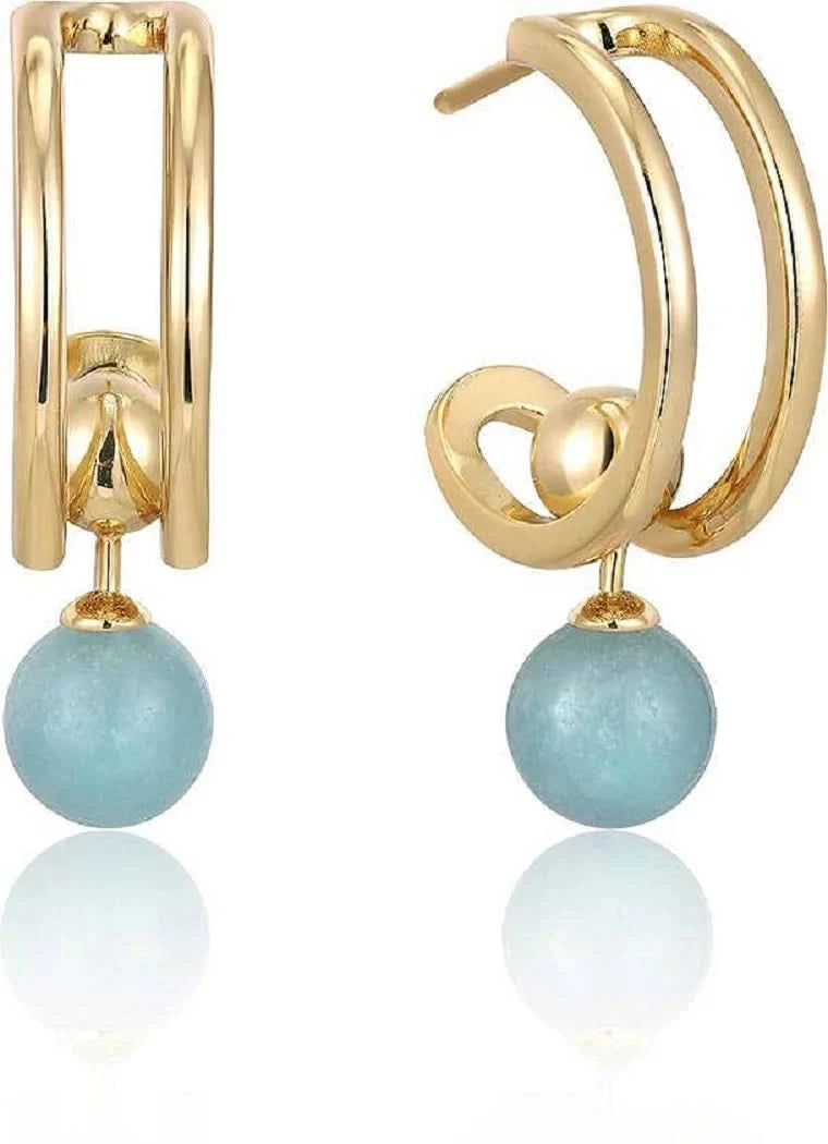 ANIA HAIE E045-05G-AM Double Row Hoop Earrings with Ball Charm