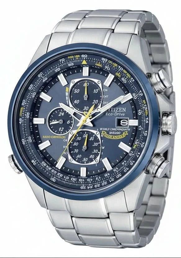 Citizen World Time Blue Angels AT8020-54L Men's Watch • World Time Function • Stainless Steel Bracelet
