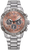 Herrenarmbanduhr mit silberfarbenem Edelstahlarmband, rundem Chronograph-Zifferblatt und Lünette.