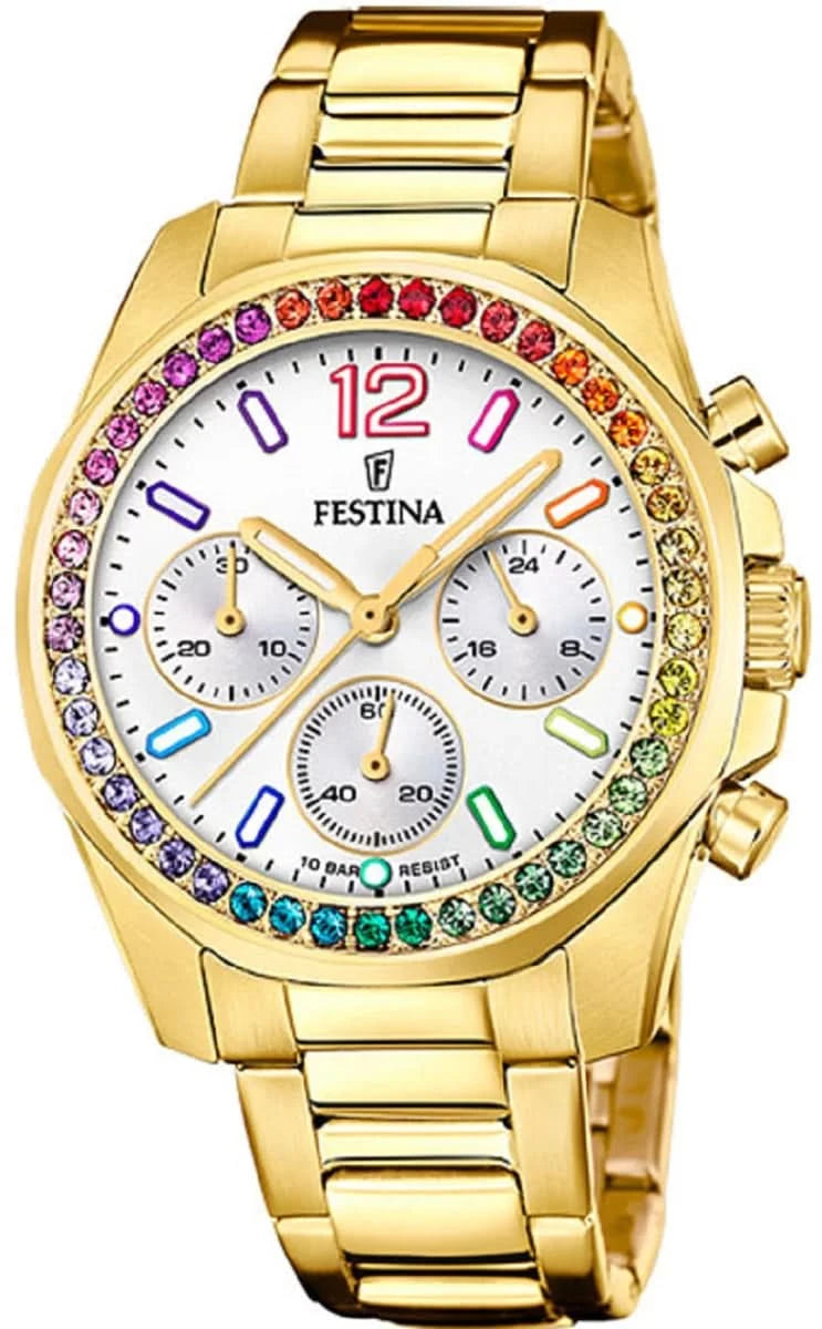 Festina Rainbow F20609/2 Women's Watch • Gold Design • Quartz Movement